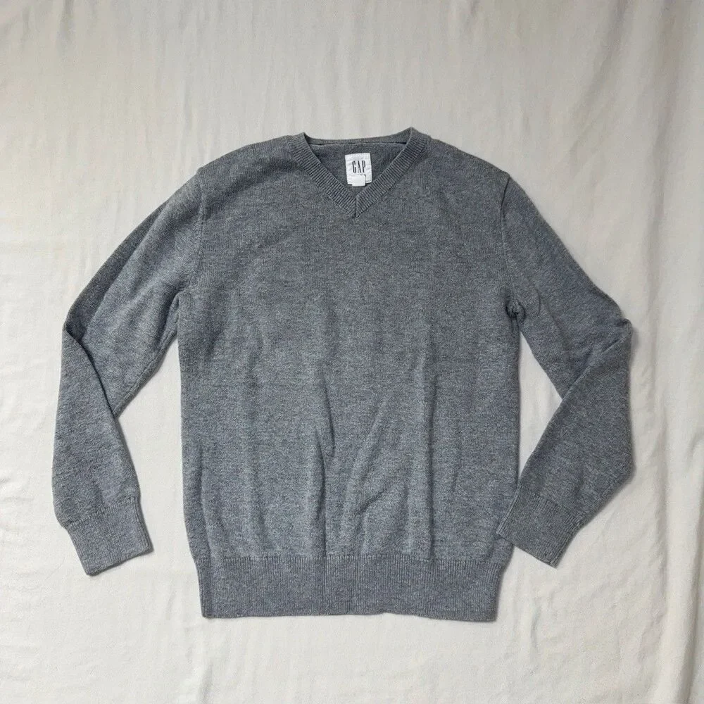 GAP Boys Gray Sweater Medium 8 Pullover Preppy Formal Party Knit Fall School